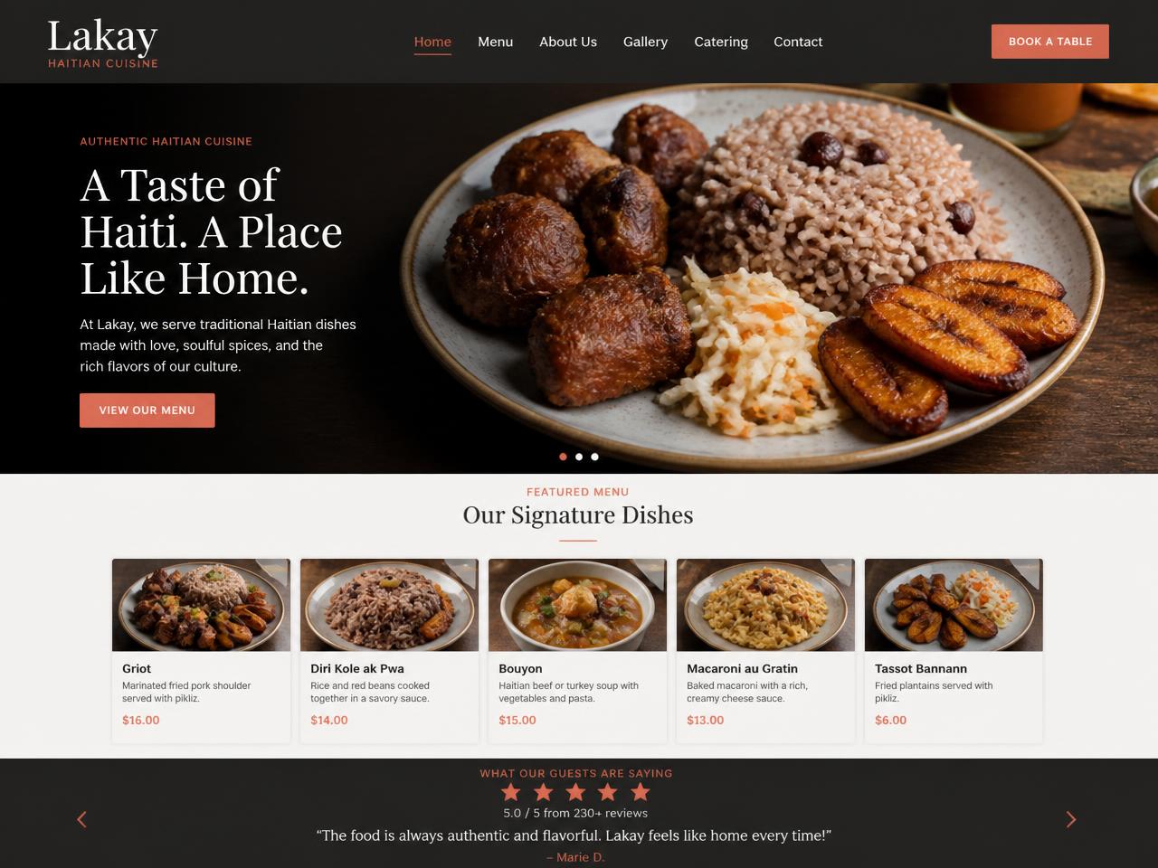 Restaurant example website built by ZoeAtlas